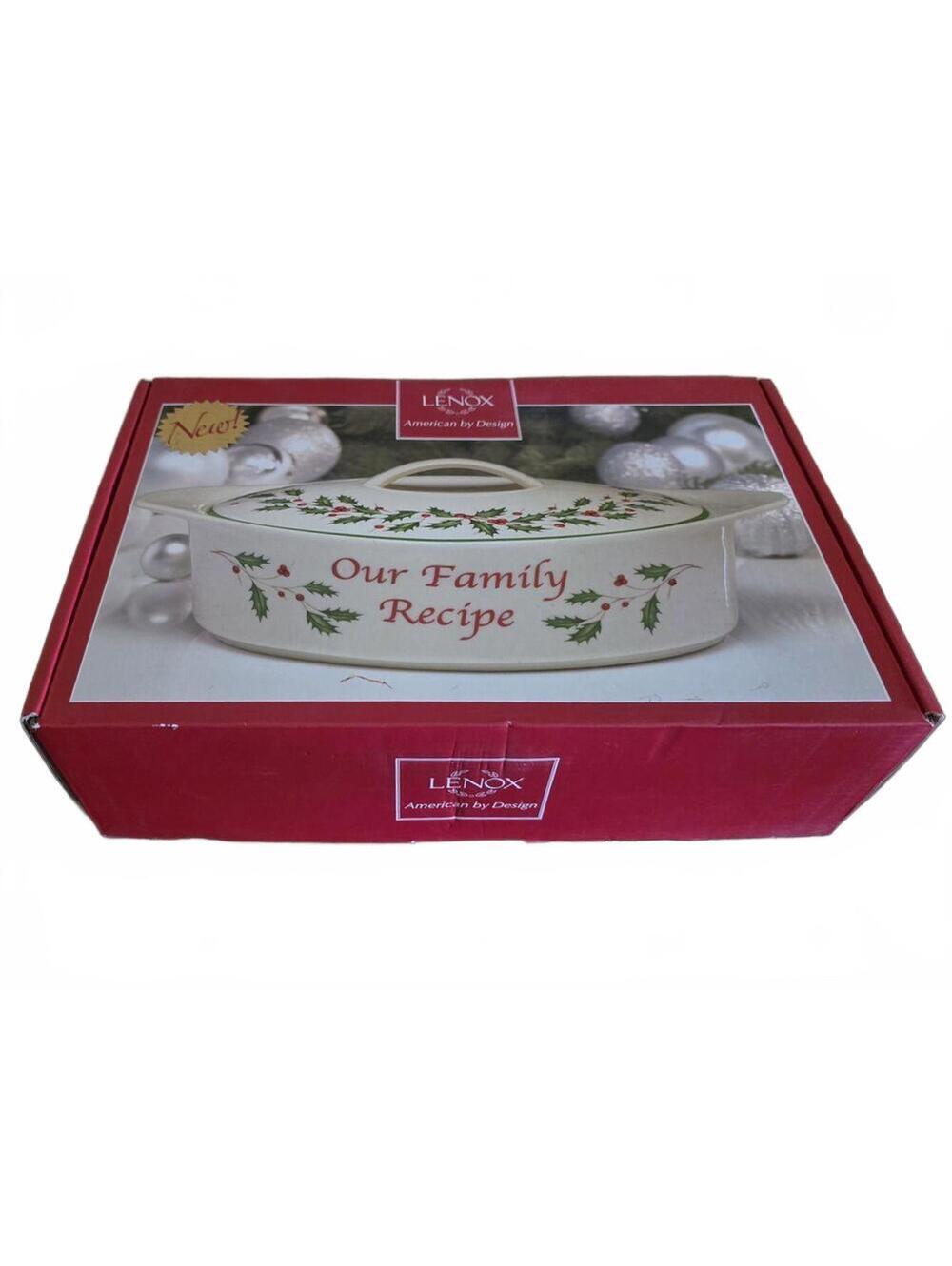 Lenox Holiday Our Family Recipe Christmas Casserole Dish & Lid